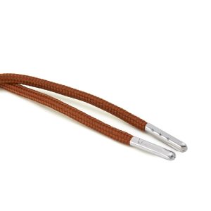 T621 5mm Round Polyester Draw String Nutmeg 2 Silver Metal Tip Kalsi Cords