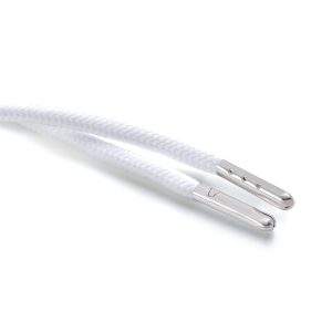 T621 5mm Round Polyester Draw String Optic White 2 Silver Metal Tip Kalsi Cords