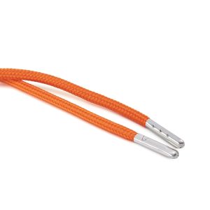 T621 5mm Round Polyester Draw String Orange 2 Silver Metal Tip Kalsi Cords