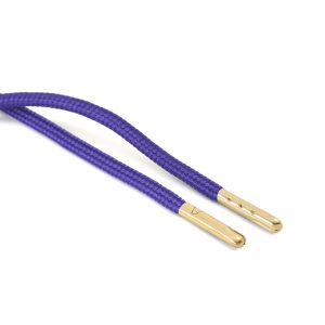 T621 5mm Round Polyester Draw String Purple 2 Gold Metal Tip Kalsi Cords