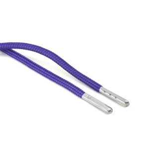 T621 5mm Round Polyester Draw String Purple 2 Silver Metal Tip Kalsi Cords