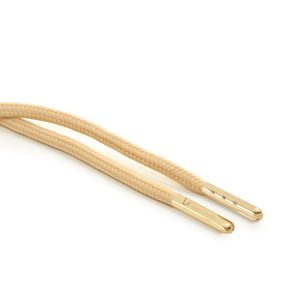T621 5mm Round Polyester Draw String Sahara Beige 2 Gold Metal Tip Kalsi Cords