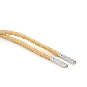 T621 5mm Round Polyester Draw String Sahara Beige 2 Silver Metal Tip Kalsi Cords