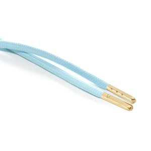 T621 5mm Round Polyester Draw String Turquoise 2 Gold Metal Tip Kalsi Cords