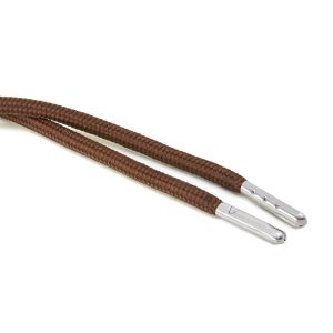 T621 5mm Round Polyester Draw String York Brown 2 Silver Metal Tip Kalsi Cords