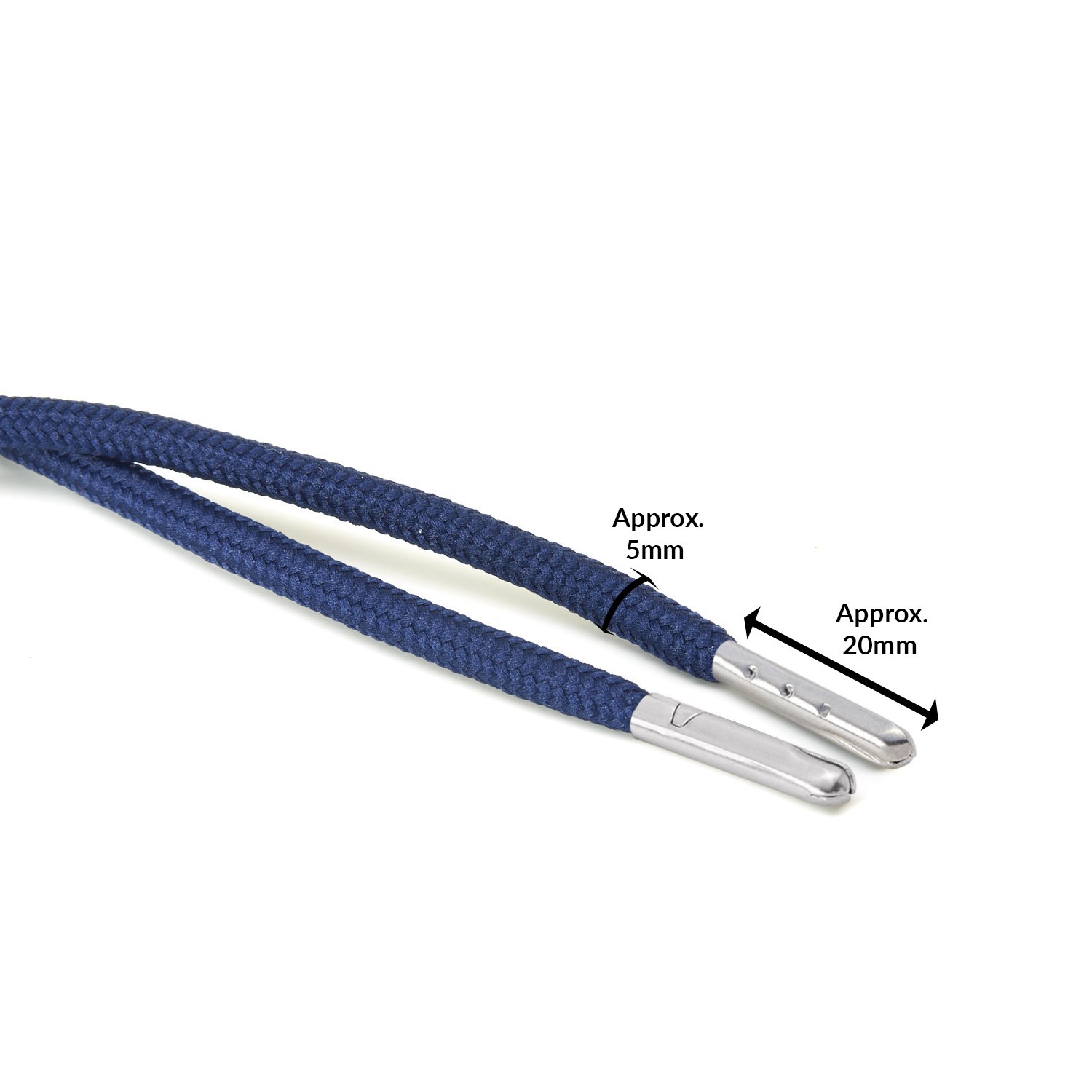 T621 5mm Round Polyester Shoe Laces Dark Blue Edit 3 Silver Metal Tip Kalsi Cords