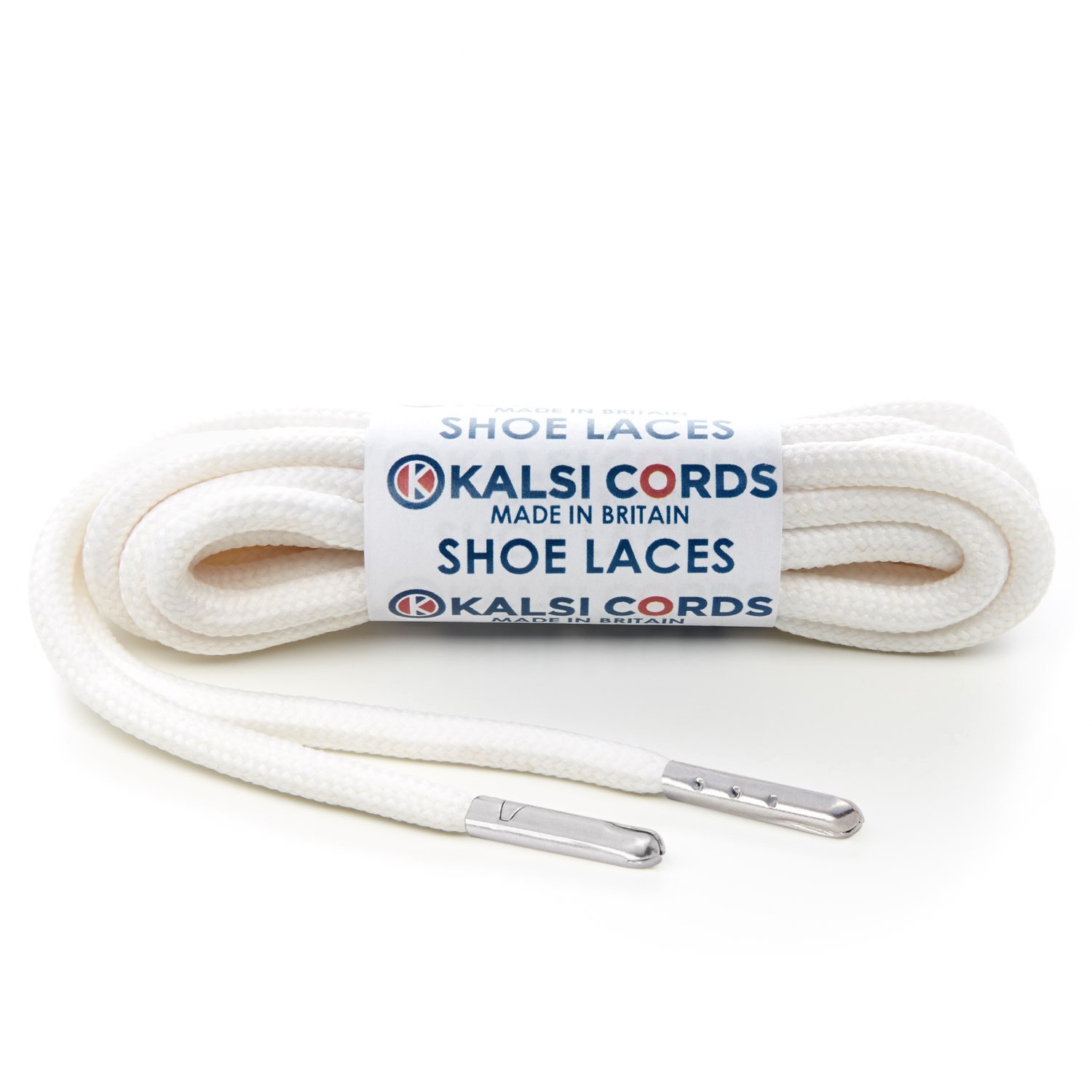 T621 5mm Round Polyester Shoe Laces Ecru off white 1 Silver Metal Tip Kalsi Cords