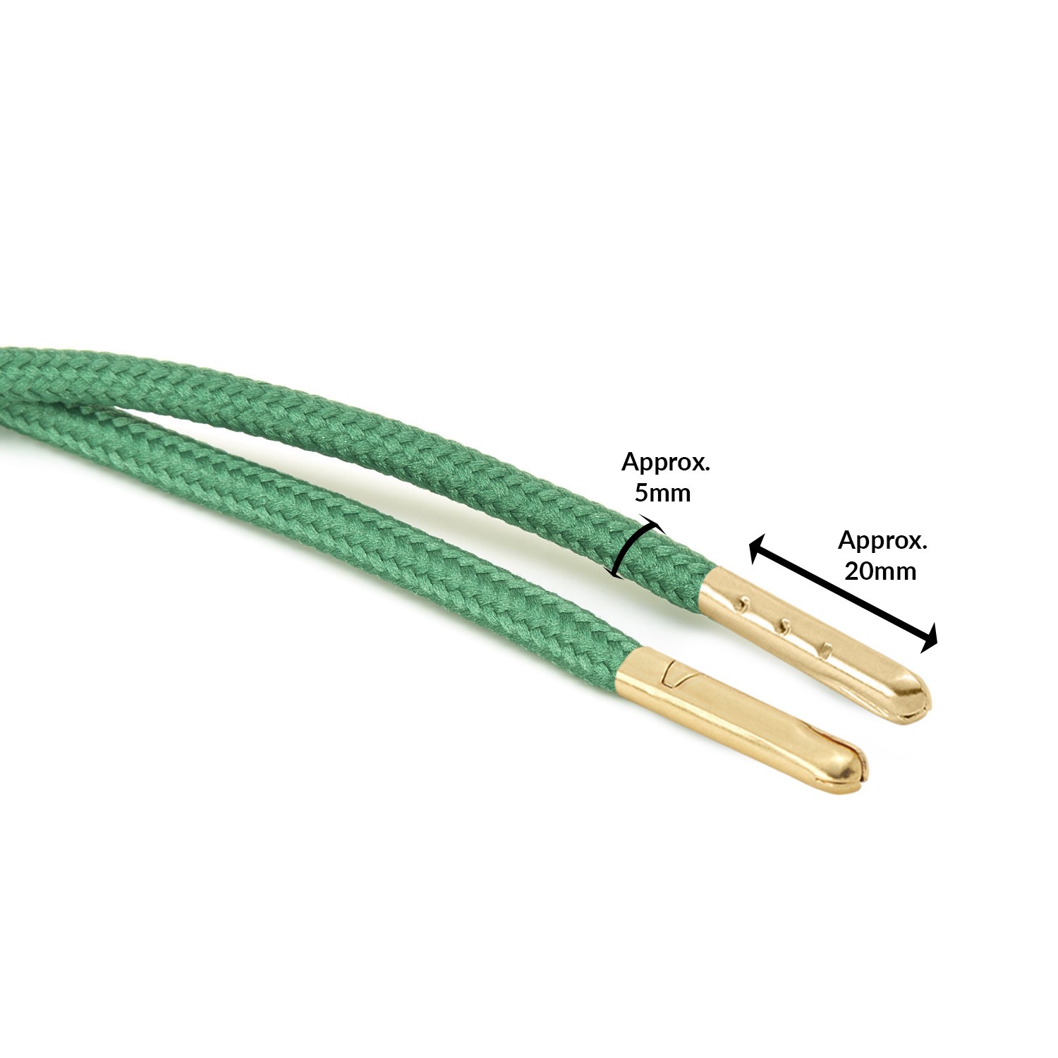 T621 5mm Round Polyester Shoe Laces Emerald Green Edit 3 Gold Metal Tip Kalsi Cords