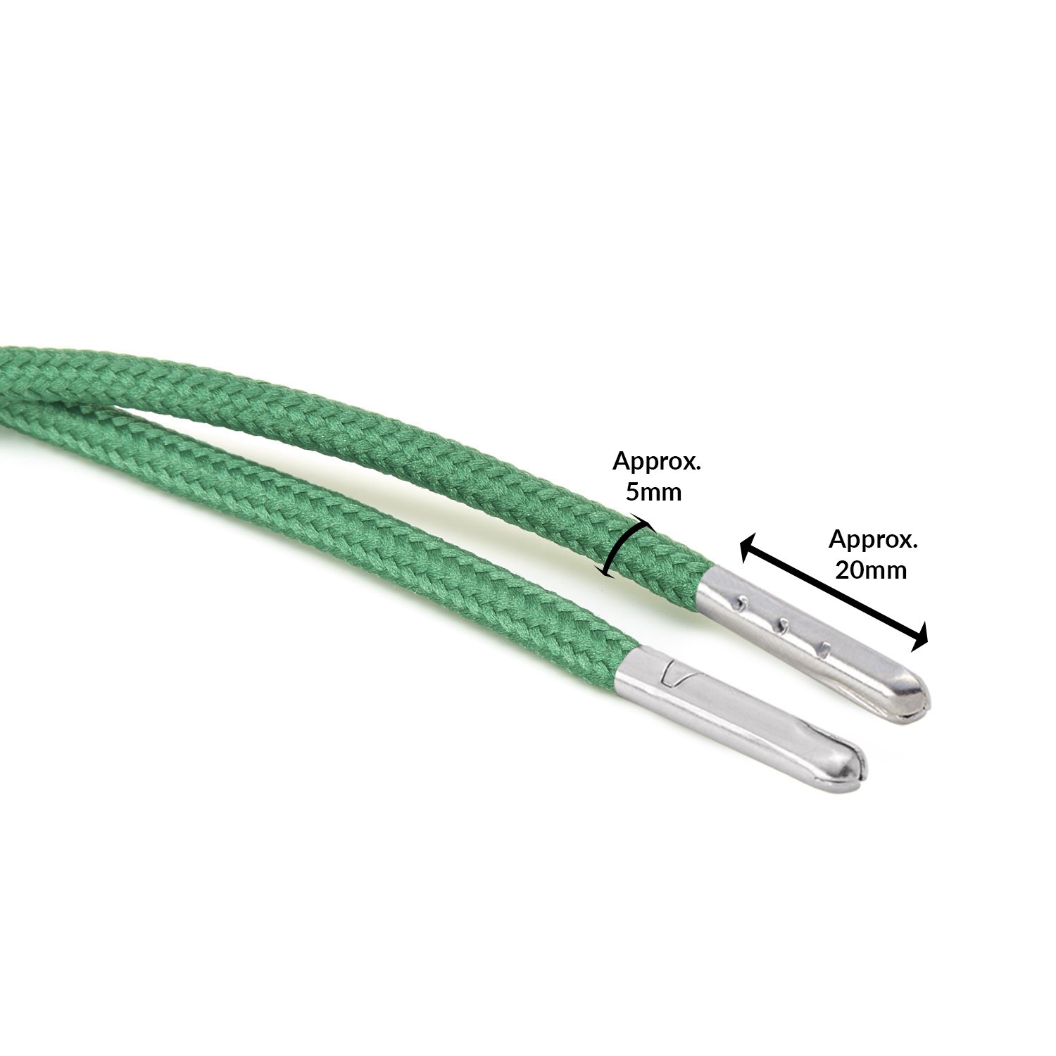 T621 5mm Round Polyester Shoe Laces Emerald Green Edit 3 Silver Metal Tip Kalsi Cords