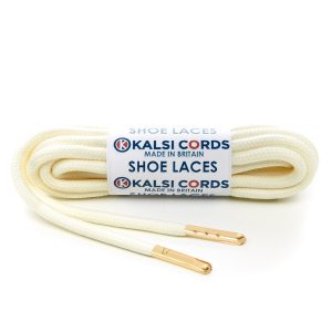 T621 5mm Round Polyester Shoe Laces Ermine 1 Gold Metal Tip Kalsi Cords