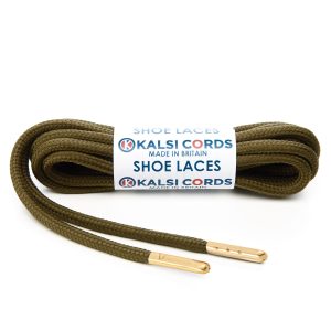 T621 5mm Round Polyester Shoe Laces Everglade 1 Gold Metal Tip Kalsi Cords