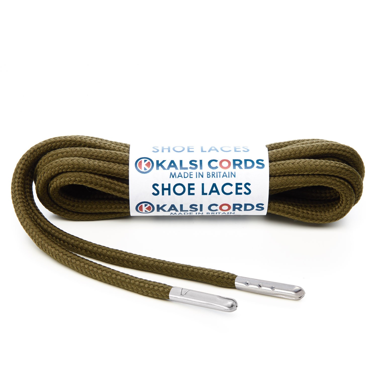 T621 5mm Round Polyester Shoe Laces Everglade 1 Silver Metal Tip Kalsi Cords