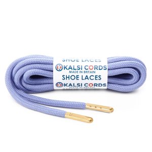 T621 5mm Round Polyester Shoe Laces Lilac 1 Gold Metal Tip Kalsi Cords