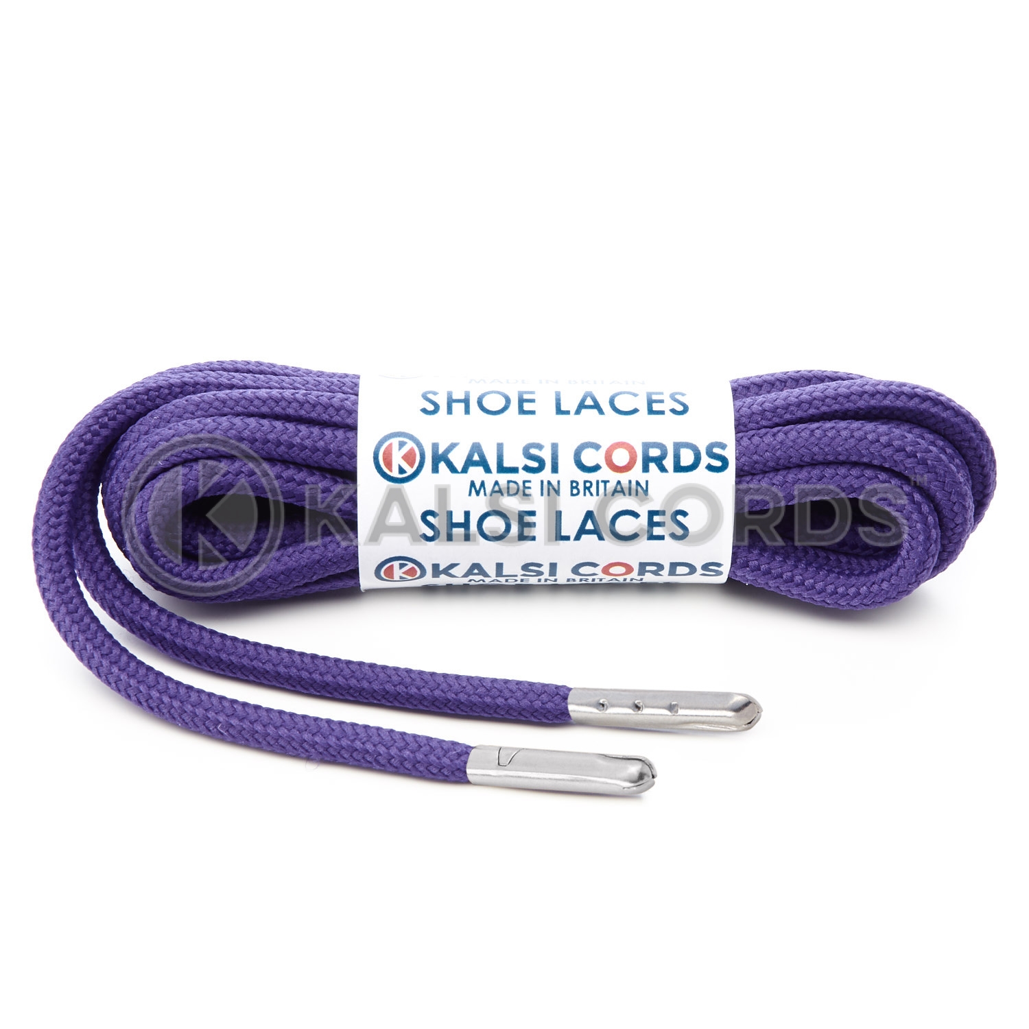 T621 5mm Round Polyester Shoe Laces Purple 1 Silver Metal Tip Kalsi Cords