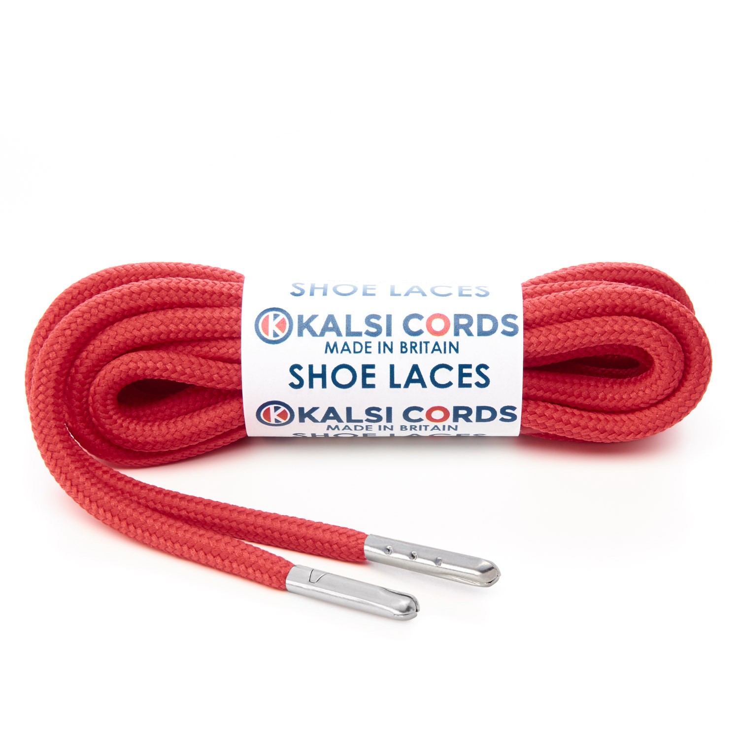 T621 5mm Round Polyester Shoe Laces Rose Madder Red 1 Silver Metal Tip Kalsi Cords
