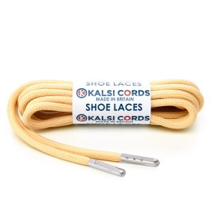 T621 5mm Round Polyester Shoe Laces Sahara Beige 1 Silver Metal Tip Kalsi Cords