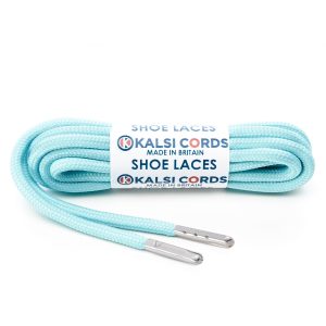 T621 5mm Round Polyester Shoe Laces Turquoise 1 Silver Metal Tip Kalsi Cords
