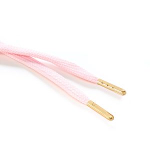 R1176 9mm Flat Tubular Draw String Baby Pink 2 Gold Metal Tips Kalsi Cords