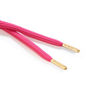 R1176 9mm Flat Tubular Draw String Cerise Pink 2 Gold Metal Tips Kalsi Cords