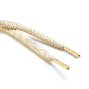 R1176 9mm Flat Tubular Draw String Cream 2 Gold Metal Tips Kalsi Cords