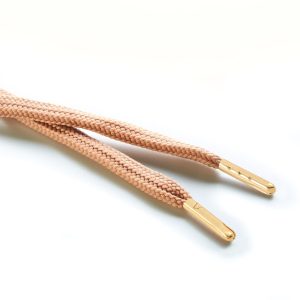 R1176 9mm Flat Tubular Draw String Dark Beige 2 Gold Metal Tips Kalsi Cords