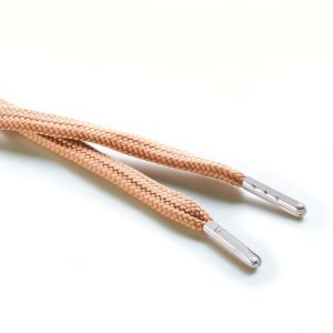 R1176 9mm Flat Tubular Draw String Dark Beige 2 Silver Metal Tips Kalsi Cords