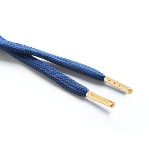 R1176 9mm Flat Tubular Draw String Dark Blue 2 Gold Metal Tips Kalsi Cords