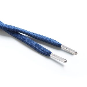 R1176 9mm Flat Tubular Draw String Dark Blue 2 Silver Metal Tips Kalsi Cords