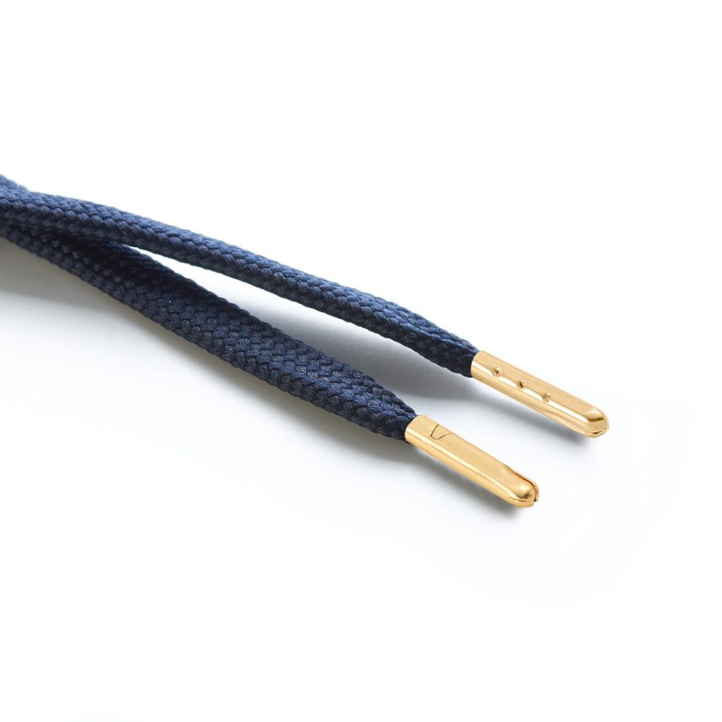 R1176 9mm Flat Tubular Draw String Dark Navy 2 Gold Metal Tips Kalsi Cords