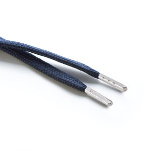 R1176 9mm Flat Tubular Draw String Dark Navy 2 Silver Metal Tips Kalsi Cords