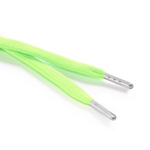 R1176 9mm Flat Tubular Draw String Fluorescent Lime 2 Silver Metal Tips Kalsi Cords