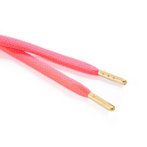 R1176 9mm Flat Tubular Draw String Fluorescent Pink 2 Gold Metal Tips Kalsi Cords