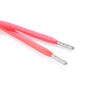 R1176 9mm Flat Tubular Draw String Fluorescent Pink 2 Silver Metal Tips Kalsi Cords
