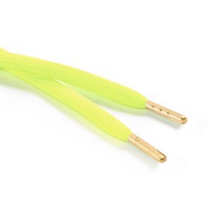 R1176 9mm Flat Tubular Draw String Fluorescent Yellow 2 Gold Metal Tips Kalsi Cords