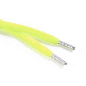 R1176 9mm Flat Tubular Draw String Fluorescent Yellow 2 Silver Metal Tips Kalsi Cords