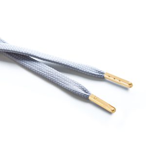 R1176 9mm Flat Tubular Draw String Frosted Silver 2 Gold Metal Tips Kalsi Cords