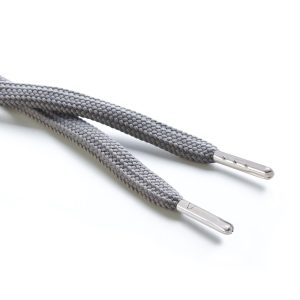 R1176 9mm Flat Tubular Draw String Grey 2 Silver Metal Tips Kalsi Cords