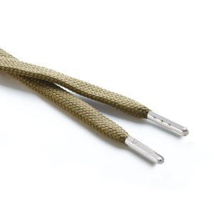 R1176 9mm Flat Tubular Draw String Khaki 2 Silver Metal Tips Kalsi Cords