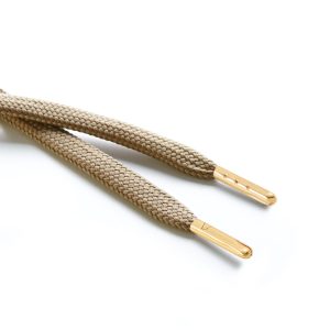 R1176 9mm Flat Tubular Draw String Light Fawn 2 Gold Metal Tips Kalsi Cords
