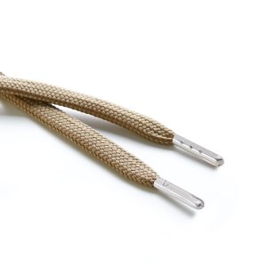 R1176 9mm Flat Tubular Draw String Light Fawn 2 Silver Metal Tips Kalsi Cords