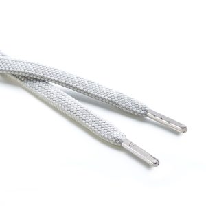 R1176 9mm Flat Tubular Draw String Light Grey 2 Silver Metal Tips Kalsi Cords