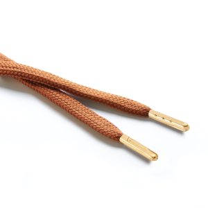 R1176 9mm Flat Tubular Draw String Nutmeg 2 Gold Metal Tips Kalsi Cords
