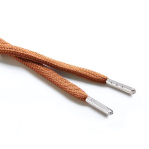 R1176 9mm Flat Tubular Draw String Nutmeg 2 Silver Metal Tips Kalsi Cords