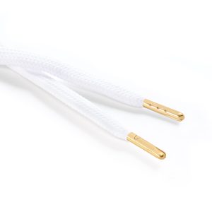 R1176 9mm Flat Tubular Draw String Optic White 2 Gold Metal Tips Kalsi Cords