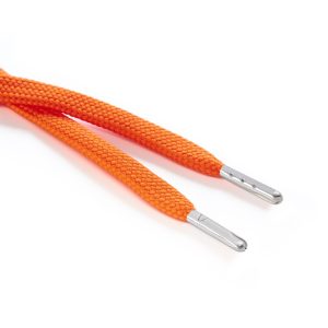 R1176 9mm Flat Tubular Draw String Orange 2 Silver Metal Tips Kalsi Cords