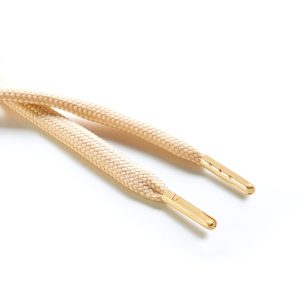 R1176 9mm Flat Tubular Draw String Sahara Beige 2 Gold Metal Tips Kalsi Cords
