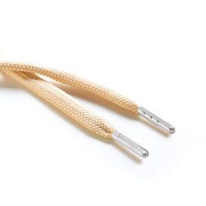 R1176 9mm Flat Tubular Draw String Sahara Beige 2 Silver Metal Tips Kalsi Cords