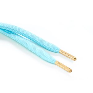 R1176 9mm Flat Tubular Draw String Turquoise 2 Gold Metal Tips Kalsi Cords