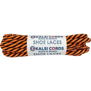 Black Flo Orange T621 5mm Round Cord Twisted Spiral Shoe Laces Kalsi Cords
