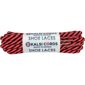 Black Flo Pink T621 5mm Round Cord Twisted Spiral Shoe Laces Kalsi Cords